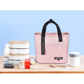 FAVORTALK Lunch Bag Adults Insulated Lunch Bags Portable Thermal Cooler Bags with Handle Cool Bag Lunch Box Organizer Tote Bag for Women Adults Girls Work School Picnic Camping Travel - Large Pink