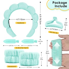 my novel things Hair Band Cosmetics, Spa Headband for Washing Face Wristband Set, Soft Terry Cloth Make Up Hair Band, Spa Hair Bands with Hair Clips, Cosmetic Headband for Skin Care