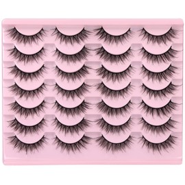 Wispy Lashes 14mm Cat Eye False Eyelashes Natural Look Faux Mink Lashes Fluffy Short Natural Lashes Pack by Kiromiro