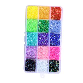 IWOWHERO Nail Art Diamonds Set 15 Colors Flatback Rhinestones Nail Decals for DIY Manicure Supplies