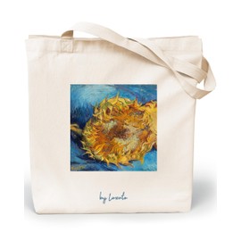 Loxato Printed Fabric Bag - 100% Cotton, W 35 x H 42 x D 8 cm - 220 gsm Canvas Fabric, Jute-Like - Shopping Bag - Long Handle (70 cm) - Shopping Bag, Van Gogh - Sunflower, l