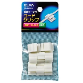 エルパ (ELPA) コードクリップ 配線 工事 まとめる 66ナイロン 適合ケーブル/同軸ケーブル S-4C-FB 最大結束径/5.6mm 8個入 ホワイト PE-712NH