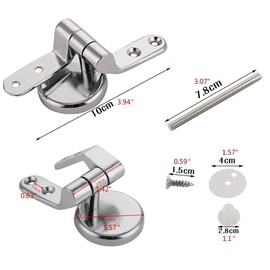 VASANA Adjustable Alloy Toilet Seat Hinge with Screw Fittings WC Bathroom Toilet Top Cover Lid Fixture Fixing Mountings Bolts Nuts Stainless Steel Replacement Parts