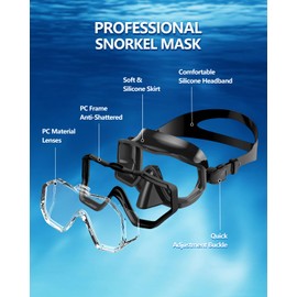 W WSTOO Swim Goggles with Nose Cover,Latest HD 3-Window Wide Vision Lens Snorkel Mask Anti-Fog&Leak for Adults Youth and Kids Swimming Snorkeling Diving