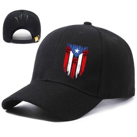 Baseball Cap for Men Puerto Rico Flag Hats for Men Cotton Black Baseball Hat for Mens Snapback Hats Trucker Dad Hat Snap Back Flat Bill Men's Caps for Golf Running Patriotic Accessories Gifts