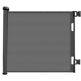 PandaEar Child Baby 55.5 Inch Wide Safety Gate| Retractable Design for Home or Travel| Doorways Stairs Hallways Indoor Outdoor (Black, 55.5" W x 34.5" H)