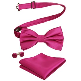 Alizeal Men's Tuxedo Bow Tie Hanky Cufflinks Set -