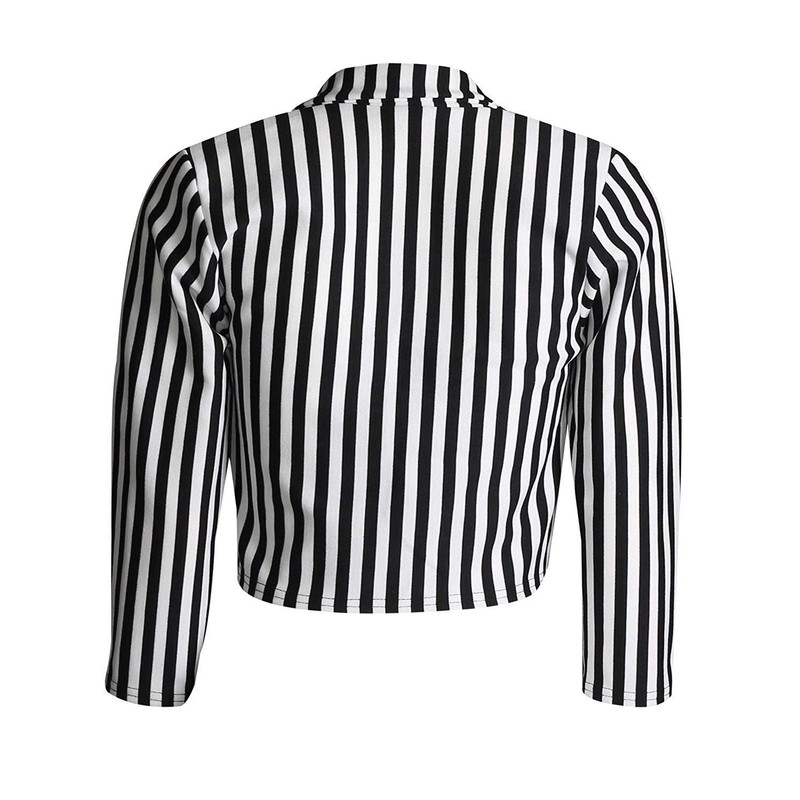 Loxdonz Women's ¾ Sleeves Stripes Print Open Front Waterfall Crop