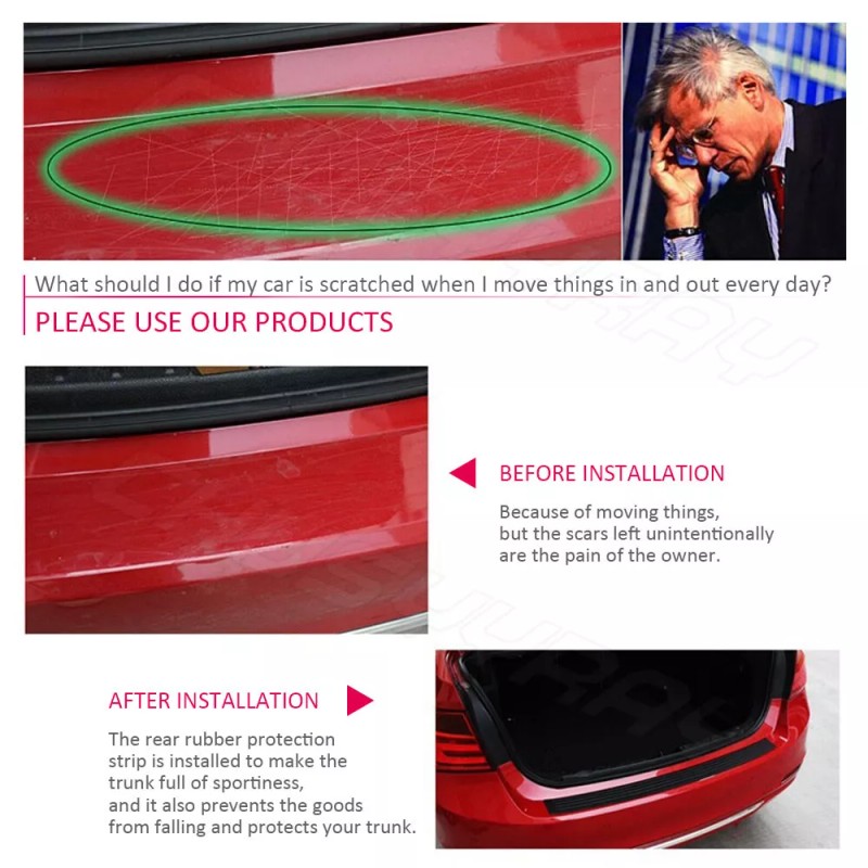 Accessories Car Rubber Rear Guard Bumper Protector Trim Cover US