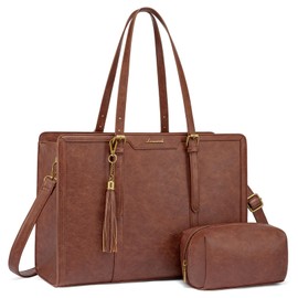 LOVEVOOK Laptop Bag for Women Vintage Work Tote Bag 15.6 inch Large Capacity Computer Purse with Clutch for Teacher