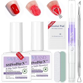 SAVILAND Dip Powder Remover 2 Pcs: Professional Dip Nail Remover Kit Gentle & Safe Remove Dip Nails With Cuticle Oil Nail File Tools No Need Soaking Or Wrapping 0.5 Floz Home Use