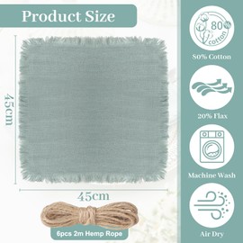 LALAGO Pack of 12 Cloth Napkins 45 x 45 cm, Linen Napkins with Tassels, Linen Napkins Table Napkins for Table Decoration (Green)