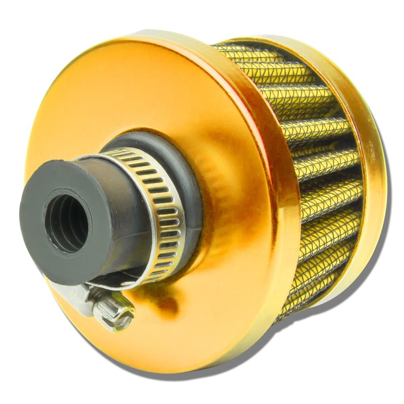 9MM Inlet Universal Chrome Cone Aluminum Crankcase Breather Filter (Yellow)