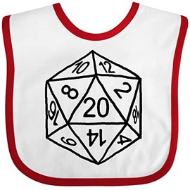 inktastic 20 Sided White Dice Baby Bib White and Red - Gus Fink Studios 2a8e0
