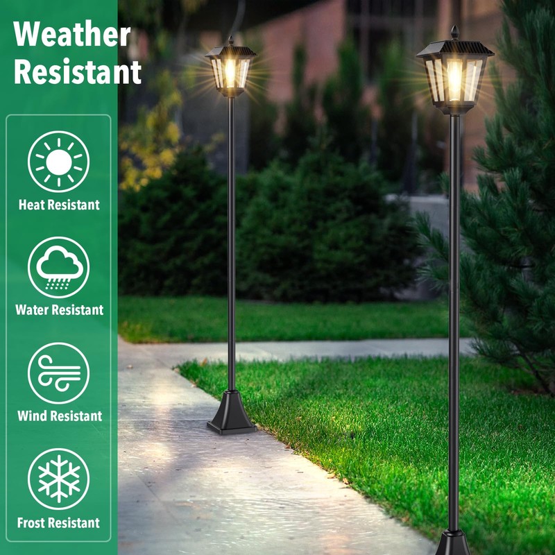 68" Solar Lamp Post Light Outdoor - 3000K Warm White,