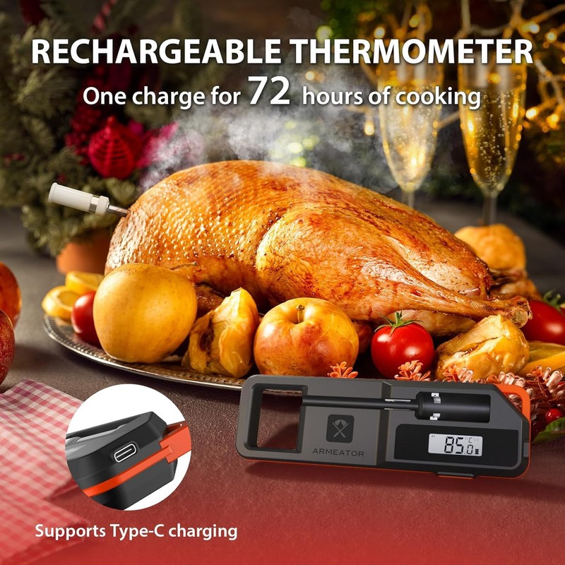 Wireless Bluetooth Meat Thermometer with Dual Sensors- Long Range Bluetooth