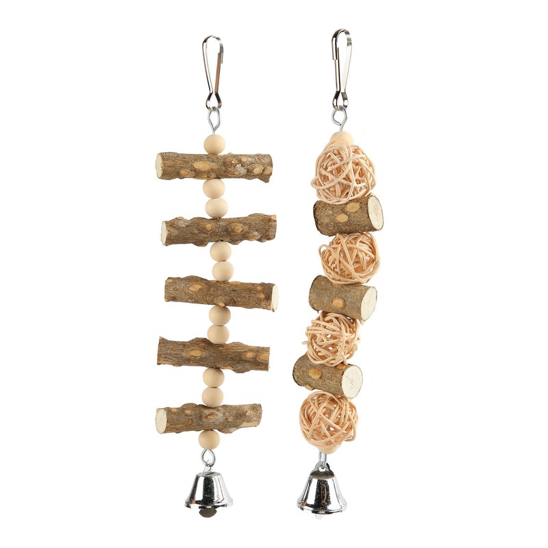 Bird Chewing Toys Hanging Natural Wood Parrot Swing Chewing Toys