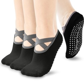 WIMSSERT 3 Pair Yoga Socks - Non Slip Barre Socks for Women/Men - Ideal for Pilates, Ballet, Home & Casual Wear - Size Women 9-11