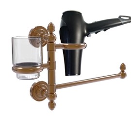 Allied Brass DT-GTBD-1 Dottingham Collection Organizer Hair Dryer Holder, Brushed Bronze