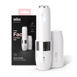 Braun Braun Face Mini Hair Remover, Facial Hair Remover for Women Mini-Sized Design For Portability, Efficient Facial Hair Removal Anytime, Anywhere, With Smart Light, Gifts For Women, FS1000, White