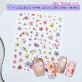 Chisafly Nail Sticker, Flower Nail Sticker, Pressed Flowers, Petals, Flowers, Spring, Floral Pattern, 3D, Colorful, Flower Embossed