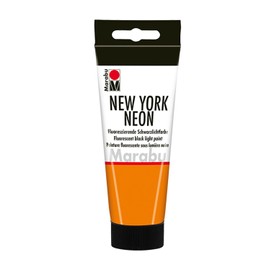 Marabu New York Neon 12660050324 Neon Colour Neon Orange 100 ml Suitable for Black Light Water-based, Lightfast, Weatherproof, Quick Drying, for Brushing and Dabbing on Absorbent Surfaces