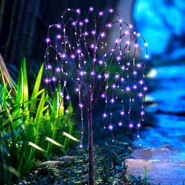 FUCHSUN 4.6 FT 200 LED Solar Lighted Willow Tree Outdoor, Light Up Weeping Willow Tree Garden Pathway Lights, Outside Decor Home Patio Yard Party Wedding Christmas Decorations (Purple)