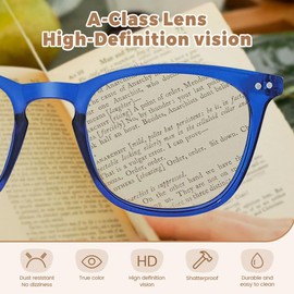 JiSoo Reading Glasses Women 1.5 Stylish Designer Readers 1.5, Womens Reading Glasses 1.5+ with Spring Hinge, Blue