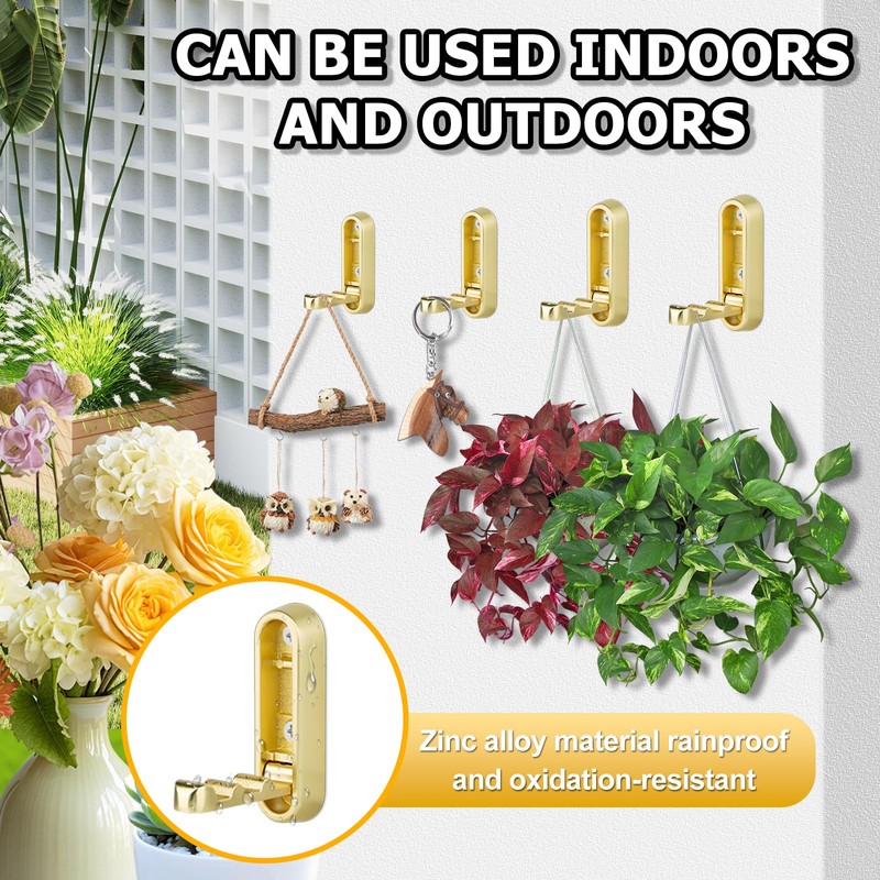 Yuyueda 4 Pcs Foldable Wall Hook,Folding Hooks Heavy Duty,Gold Coat
