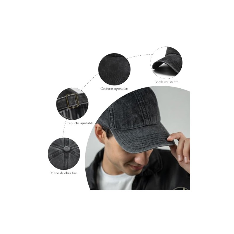 4pcs Gorras para Hombre y Mujer,100% Algodón Ajustable,Gorras Ajustables,Gorra Retro