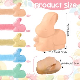 MotiMind 30 Pcs Easter Sidewalk Chalk Set Bunny Shaped Sidewalk Chalk Washable Colored Easter Party Favors Gifts for Outdoor Chalkboard Art 5 Styles