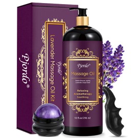 PjordoAromatherapy Lavender Massage Oil, Massage Oil for Massage Therapy, Calming, Soothing, Relaxing, Spa Gifts for Him Her, 10 Fl Oz