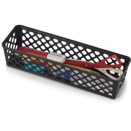 Officemate OIC Achieva Long Supply Basket, Pack of 3, Recycled, Black (26200)