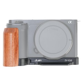 Hersmay L Angle ZV-E10 Quick Change Base Plate with Wooden Side Handle, L Bracket Plate for Sony ZV-E10 Mirrorless Camera, Compatible with Arca Swiss Standard
