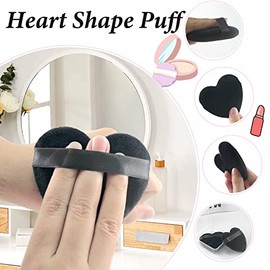 Borlas Polvo Forma Corazón Maquillaje Facial Lavables Reutilizables Suaves Felpa Base Rostro Cuerpo Polvos Sueltos Herramienta Maquill