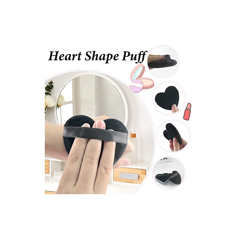 Borlas Polvo Forma Corazón Maquillaje Facial Lavables Reutilizables Suaves Felpa
