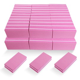 Small Nail Buffer Blocks (60 Pack), 100/180 Grit Nail Buffer Block Nail Files Square (Pink)