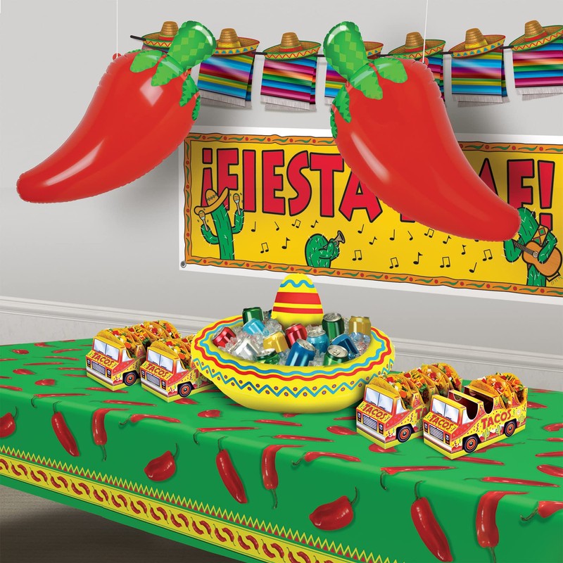 Beistle Chili Pepper Tablecover, 54” x 108” – Plastic Table