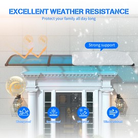 GGNEBAI Awning for Door Entrance,40x60 inches Awnings for Doors with Separate Drainage,Front Door Awning Exterior,Polycarbonate UV, Rain, and Snow Protection for Porch,Patio,Window,Deck