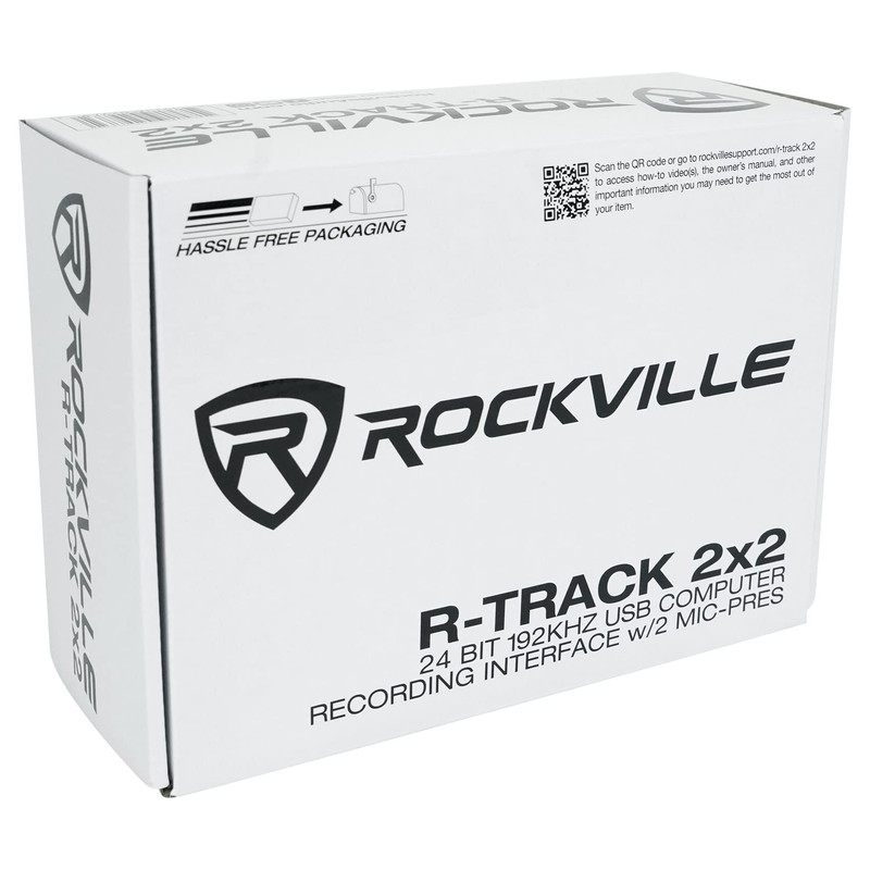 Rockville R-TRACK 2x2 USB Audio Interface 24-Bit 192kHz 2 Mic