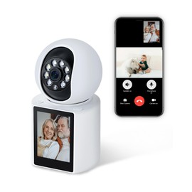 INSEETECH 2K Indoor Video Calling Camera with 2.8" IPS Screen, Two-Way, One-Button Call, Baby/Elder/Dog Monitor, Human/Sound/Crying Detection, Color/IR Night Vision, App Control