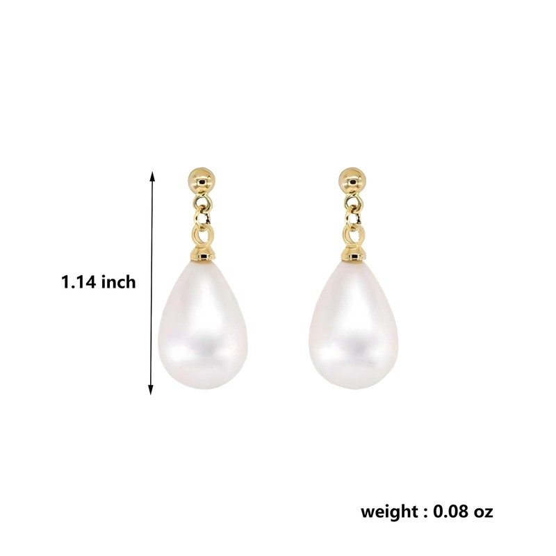Pearl Earrings 14K Gold Plated Teardrop Pearl Drop Dangle Earrings