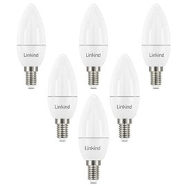 Linkind Linkind E14 LED Kerzenform Lampe, ersetzt 60 Watt, 7W LED Kerze Lampe 860Lm 5000K Tageslicht, Nicht Dimmbar C35/B35 Kerzenlicht, Energie sparen, 6 Stck khles Wei?