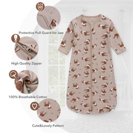 Long Sleeves Baby Sleeping Bag 100% Cotton All Season Wearable Blanket Various Sizes 0-6 6-18 Months Sleeping Sack for Newborn Boys Girls Infant Toddlers Baby Item 6-12 Months (Deer)