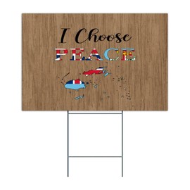 I Choose Peace Fiji Lawn Signs with Stakes Lawn Yard Decorations for House 12x18 Inch Custom Yard Lawn Sign Gift Flag for Travelers Metal Yard Sign for Road Garden