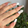 Uñas postizas blancas largas cuadradas con punta francesa, brillantes, hechas