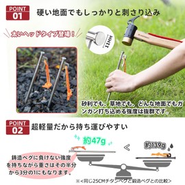AVOFOREST Titanium Pegs, Thick Head, 7.9 inches (20 cm), 9.8 inches (25 cm), 11.8 inches (30 cm), 2 Pieces, 6 Pieces, 8 Pieces, 16 Pieces, Lightweight, High Strength, Corrosion Resistant with Reflective Ropes, Camping, Tents, Tarp Setup, Mountain Surfaces, Gravel, Grasses, Hard Ground (8 Pieces, 8 Pieces, 8 Pieces)