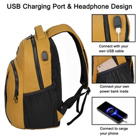 Goloni Lightweight Casual Laptop Backpack，Classic Carry-on Travel Bag，with USB Charging Port for Men and Women