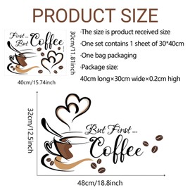 THXFUNAREA Wandtattoo Wandaufkleber Kaffee Zeit But First Coffee Cappuccino Wandsticker Wanddeko für Küche Esszimmer