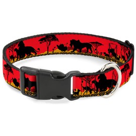 Buckle-Down Dog Collar Plastic Clip Mufasa Simba Just Cant Wait to Be King Family Silhouette, Multicolor, 1.5" Wide - Fits 18-32" Neck - Large (PC-WDY028-WL)
